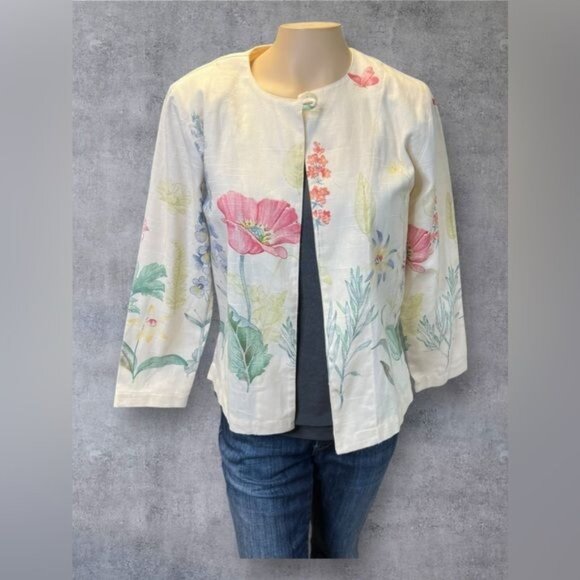 Draper’s & Damon’s Floral Embroidered Cotton Jacket - Petite Small - Picture 1 of 4